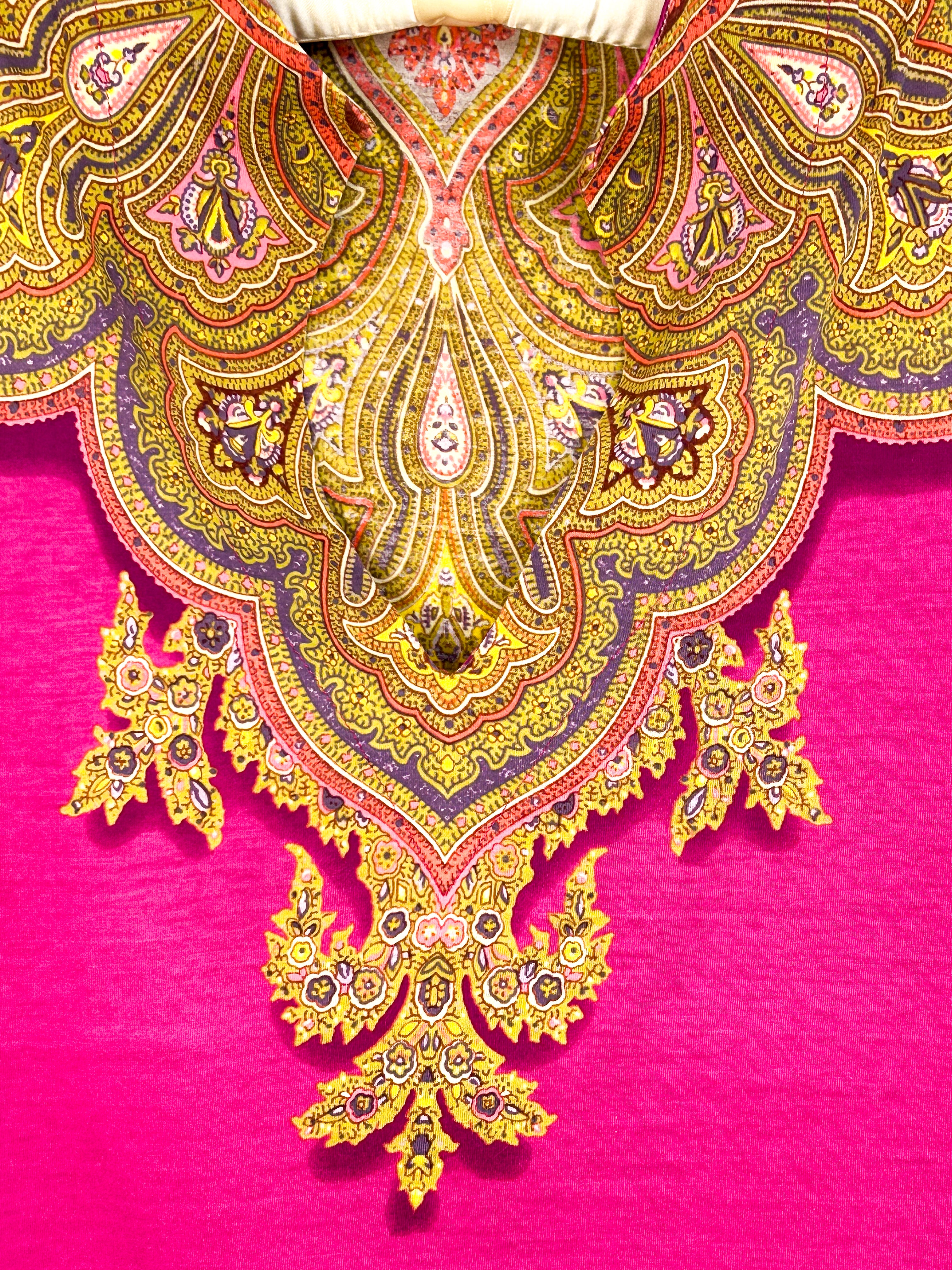 Kenzo Paris 2000s Fuchsia Baroque Paisley Sleeveless Top - XS/S
