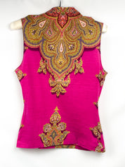 Kenzo Paris 2000s Fuchsia Baroque Paisley Sleeveless Top - XS/S