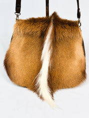 Rarity Handbags 2000s Springbok Hide and Brown Leather Crossbody Bag