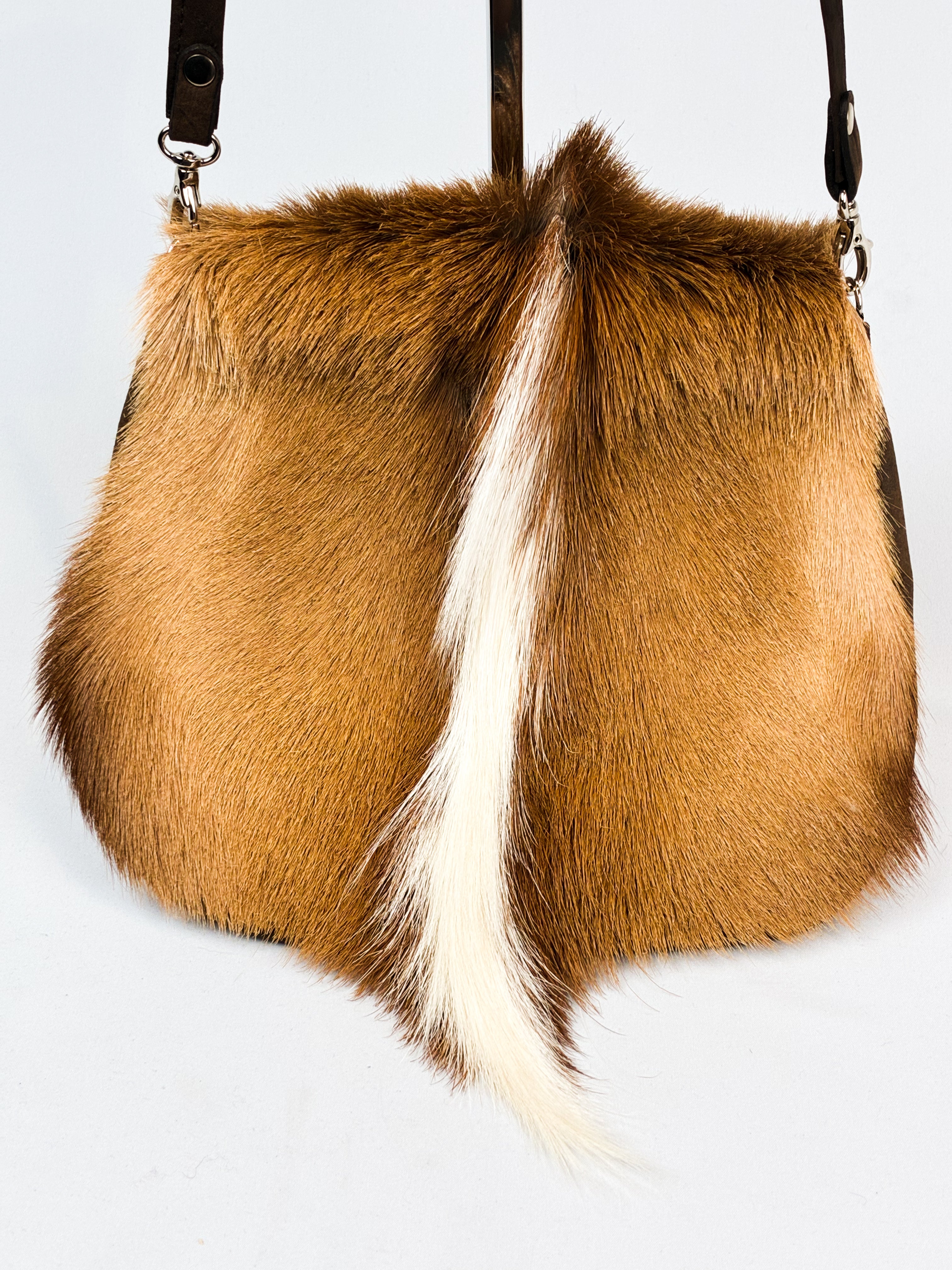 Rarity Handbags 2000s Springbok Hide and Brown Leather Crossbody Bag