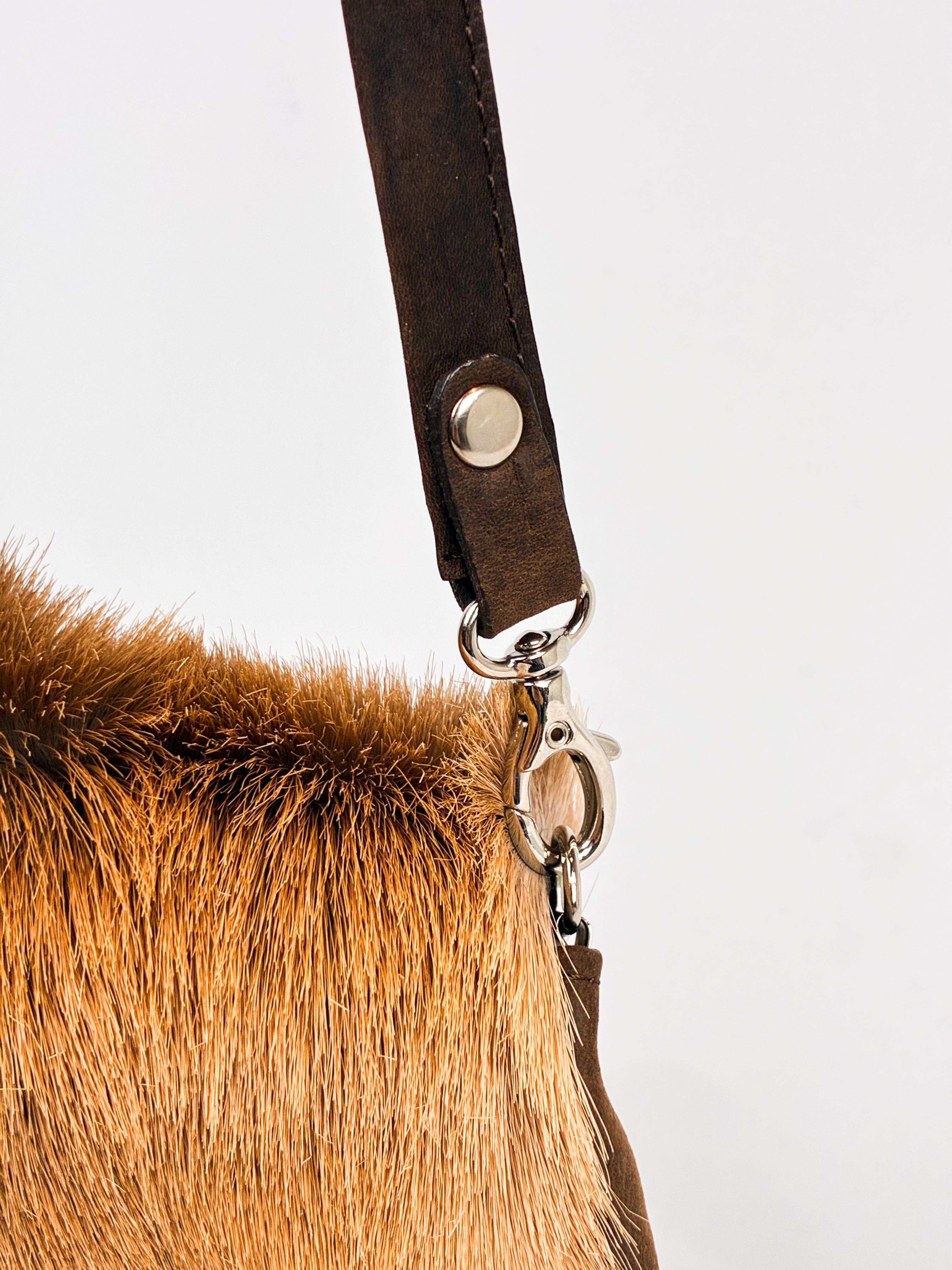 Rarity Handbags 2000s Springbok Hide and Brown Leather Crossbody Bag