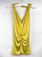 Max Mara 2000s Chartreuse Silk Draped Sleeveless Top - M/L