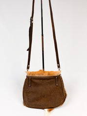Rarity Handbags 2000s Springbok Hide and Brown Leather Crossbody Bag