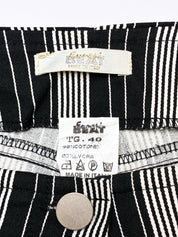 2000s Black and Cream Striped Low-Rise Flare Pants - W25