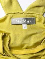 Max Mara 2000s Chartreuse Silk Draped Sleeveless Top - M/L