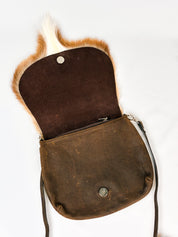 Rarity Handbags 2000s Springbok Hide and Brown Leather Crossbody Bag