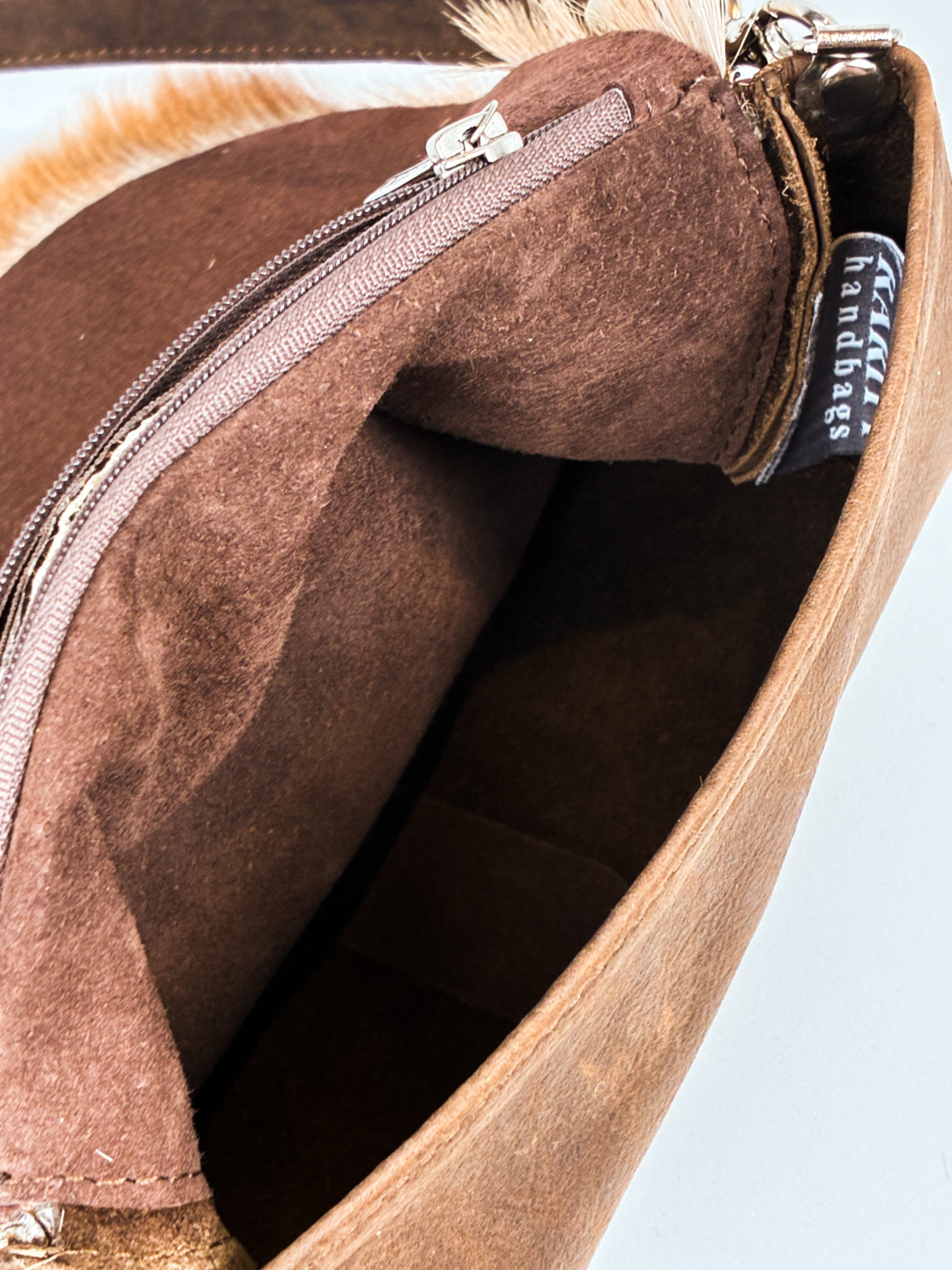 Rarity Handbags 2000s Springbok Hide and Brown Leather Crossbody Bag