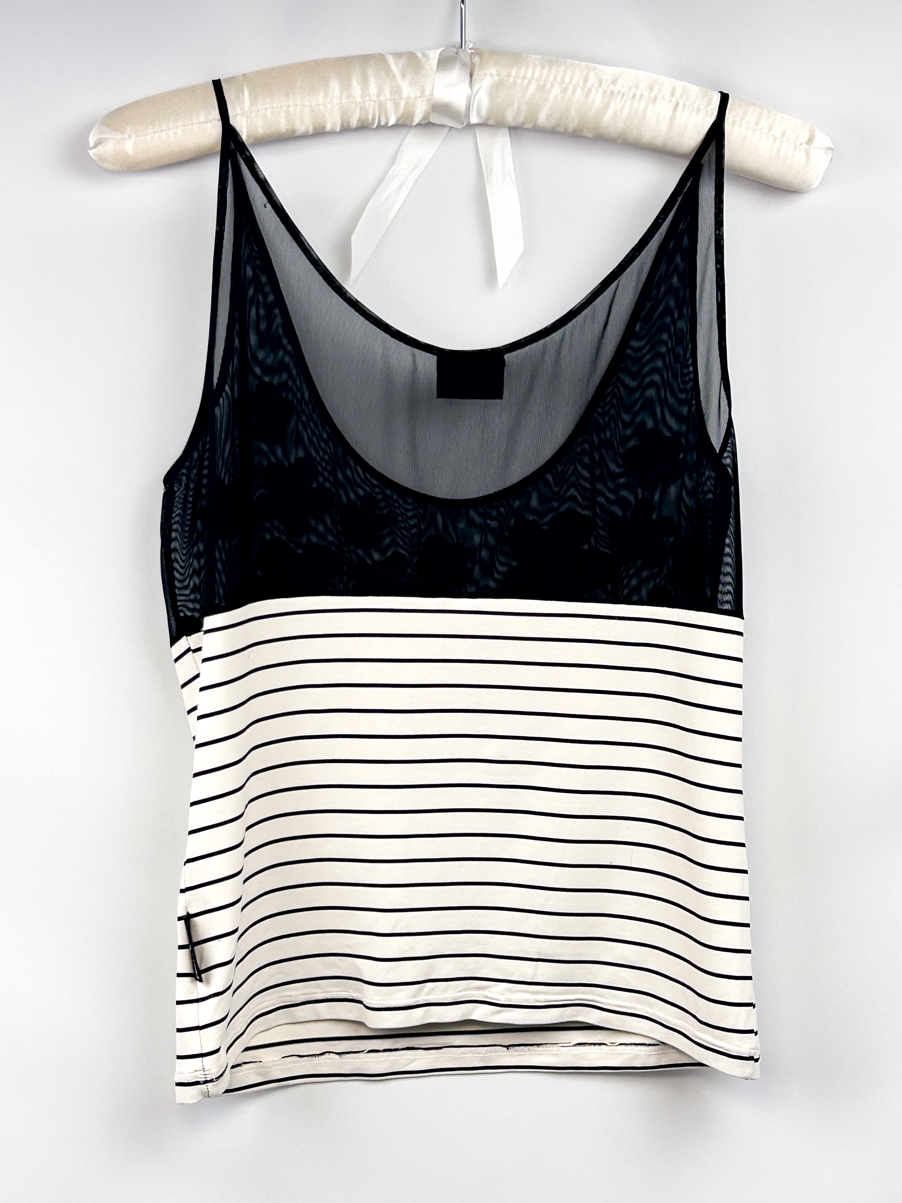 Gianfranco Ferré Jeans 2000s Sequin Flower Striped Tank - XS/S