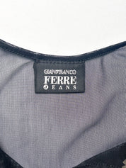 Gianfranco Ferré Jeans 2000s Sequin Flower Striped Tank - XS/S