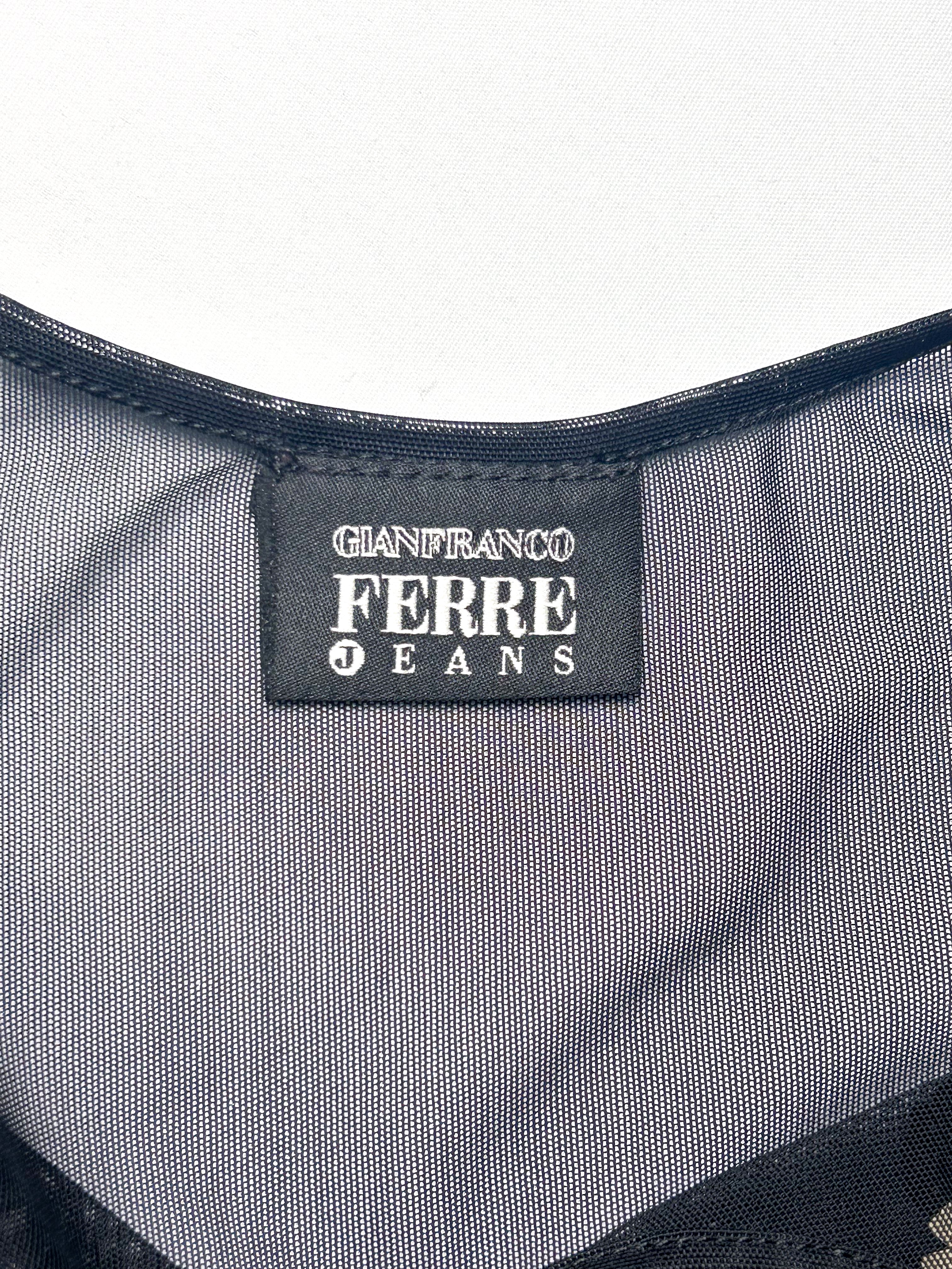 Gianfranco Ferré Jeans 2000s Sequin Flower Striped Tank - XS/S