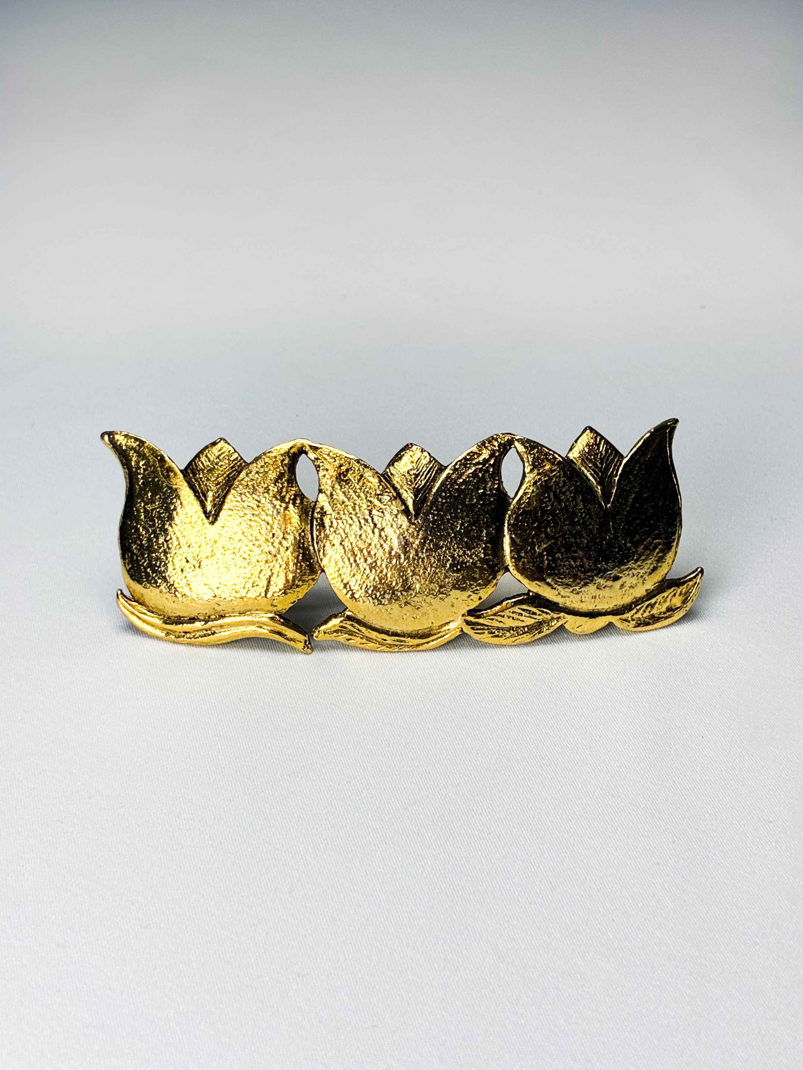 MB Creations 1990s Gold-Tone Triple Tulip Barrette