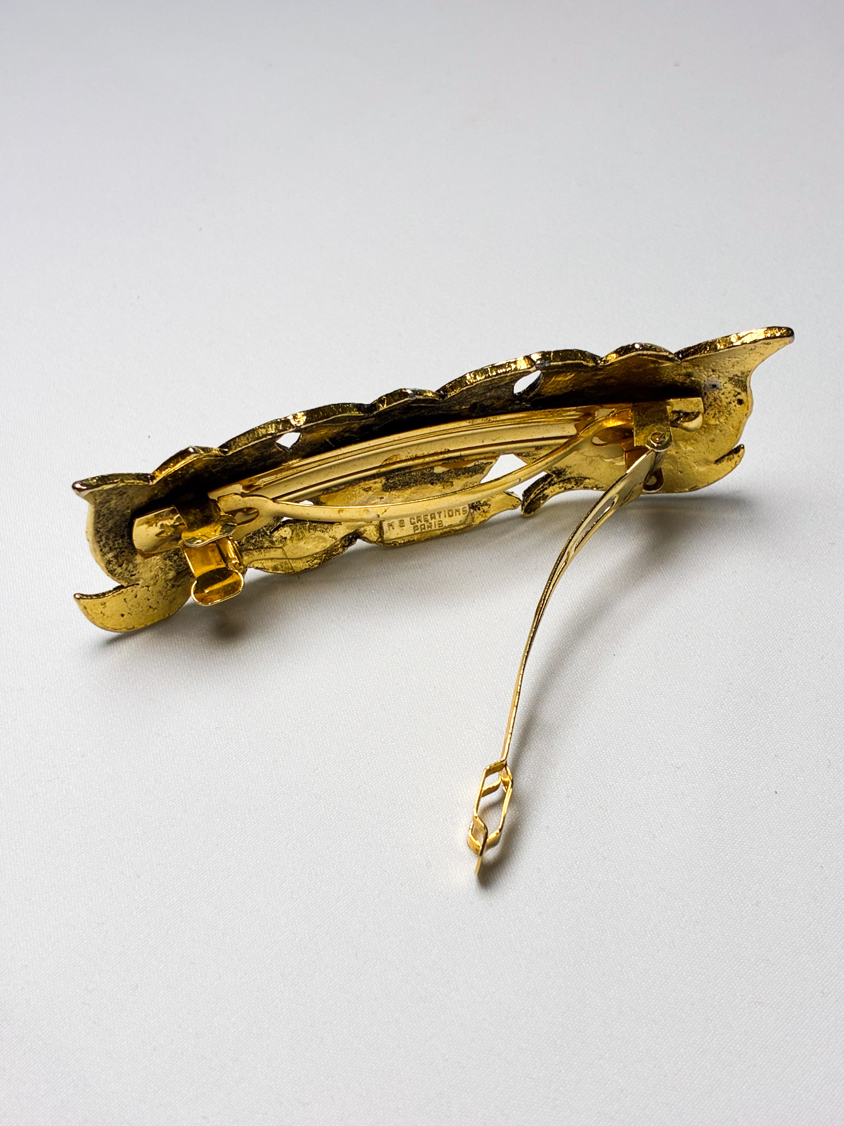 MB Creations 1990s Gold-Tone Triple Tulip Barrette