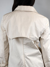 D&G Dolce & Gabbana 2000s Cream Black Ribbon Trim Peplum Trench Jacket - XS