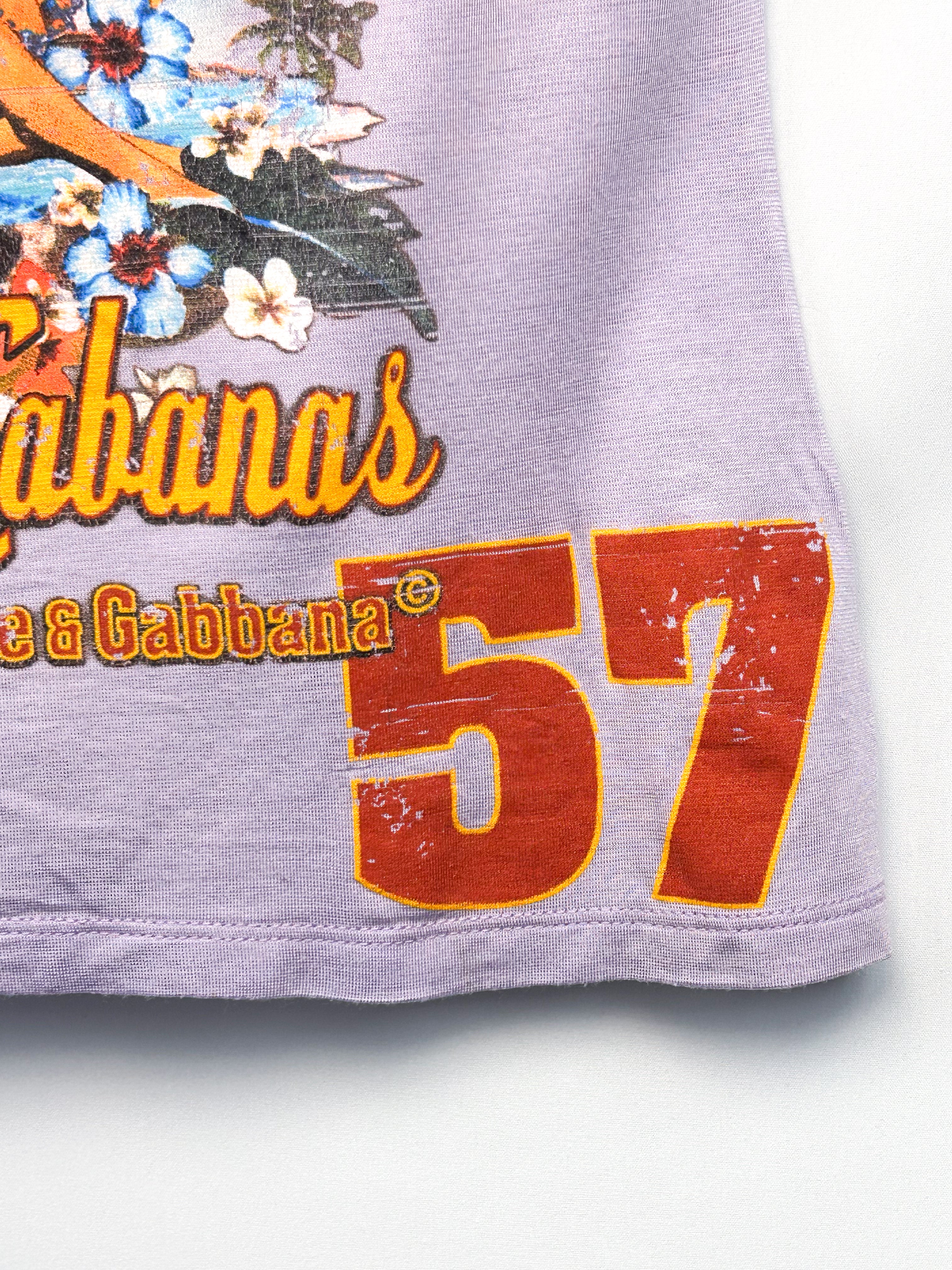 D&G Dolce & Gabbana 2000s Lilac Hawaiian Graphic Tank Top - S