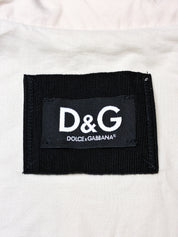 D&G Dolce & Gabbana 2000s Cream Black Ribbon Trim Peplum Trench Jacket - XS