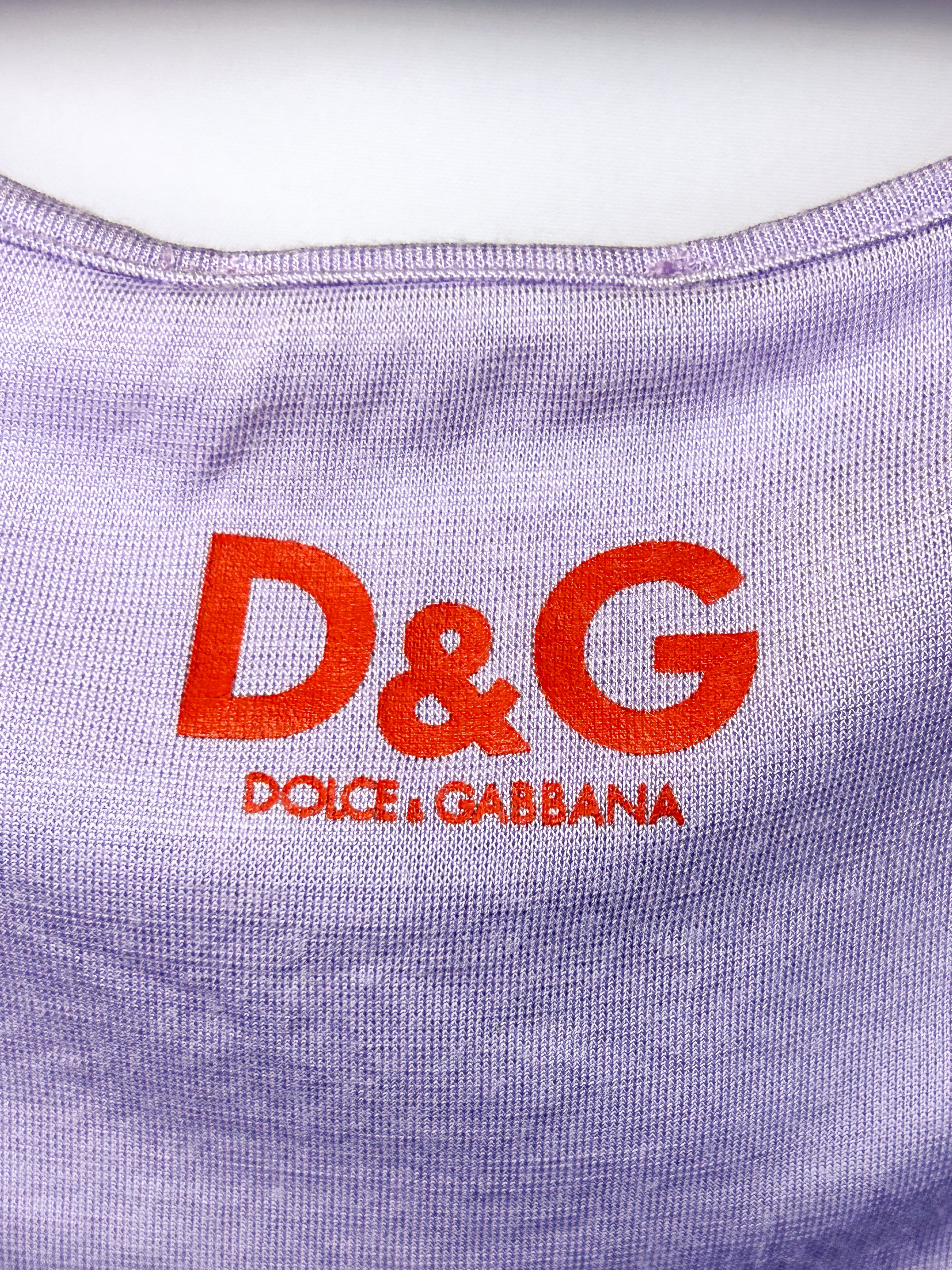 D&G Dolce & Gabbana 2000s Lilac Hawaiian Graphic Tank Top - S