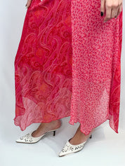 2000s Coral Paisley Silk Maxi Slip Dress - M/L