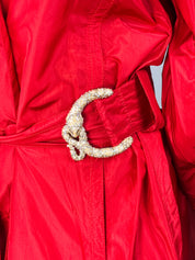 Roberto Cavalli Cruise 2008 Red Silk Belted Trench Coat - XS/S