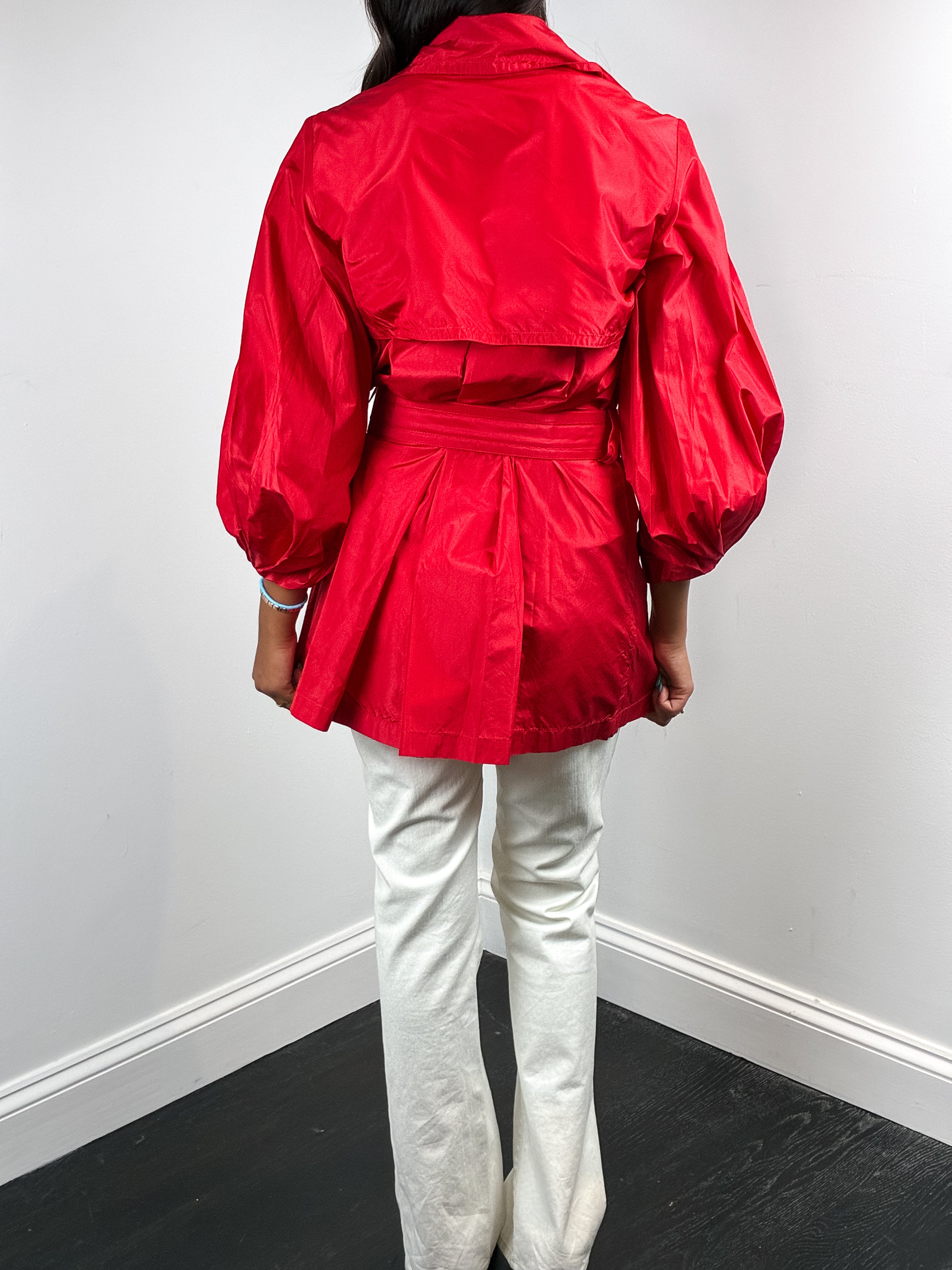 Roberto Cavalli Cruise 2008 Red Silk Belted Trench Coat - XS/S
