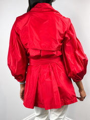 Roberto Cavalli Cruise 2008 Red Silk Belted Trench Coat - XS/S