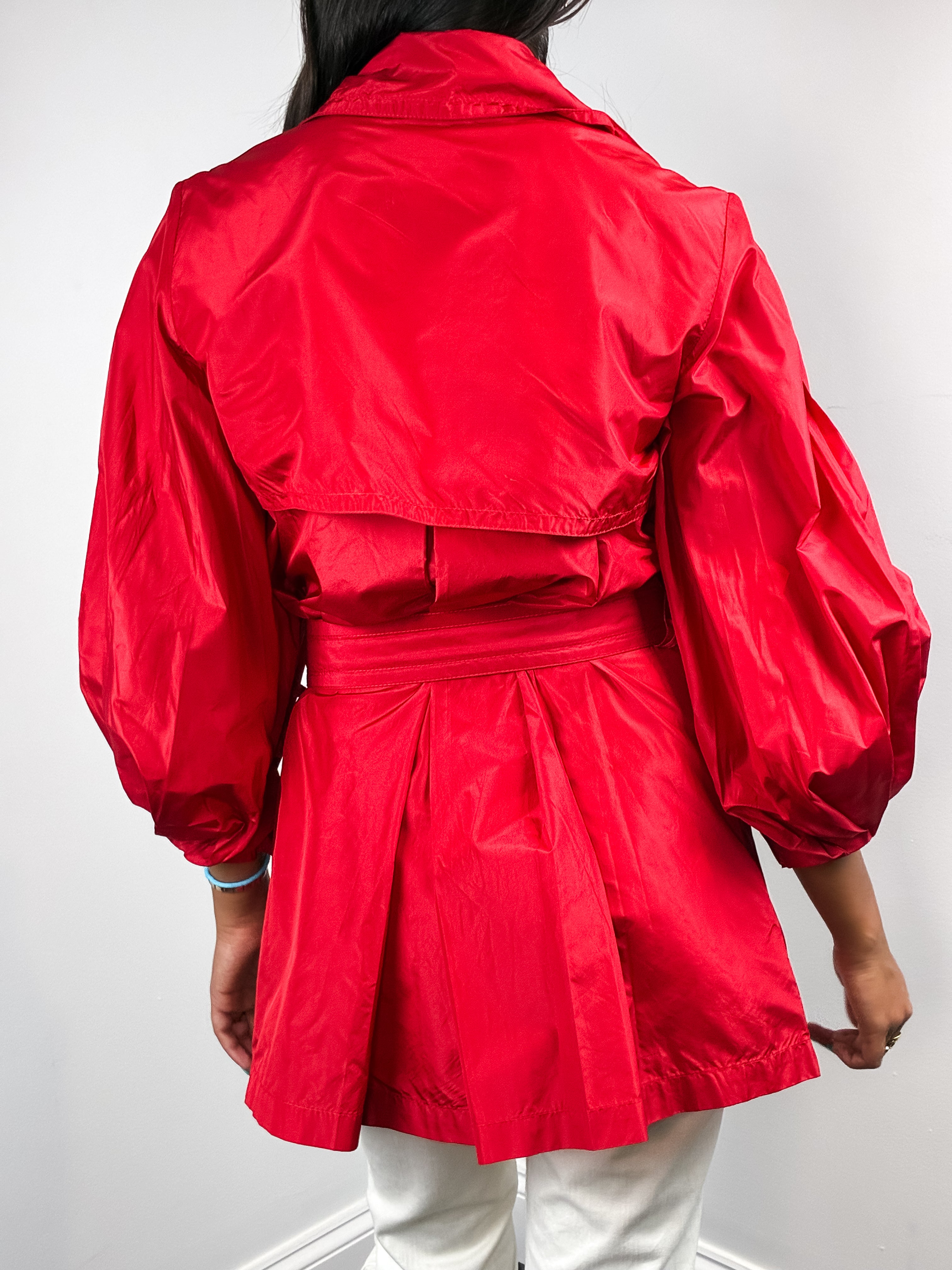 Roberto Cavalli Cruise 2008 Red Silk Belted Trench Coat - XS/S