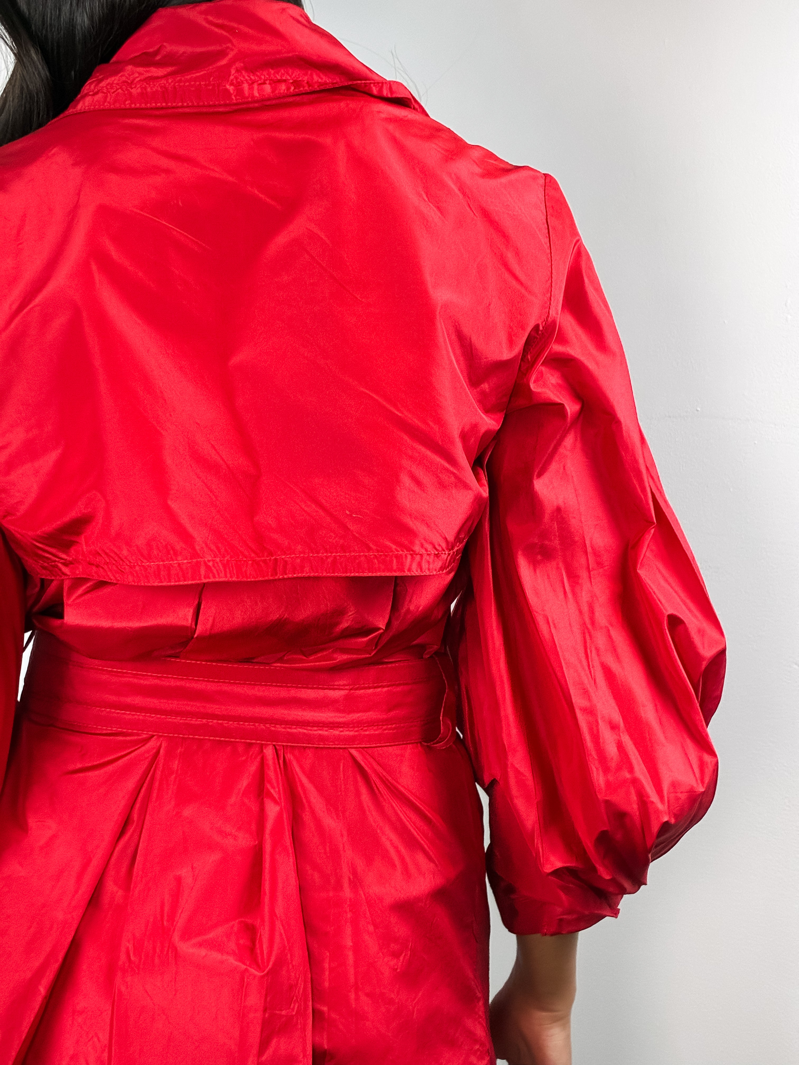 Roberto Cavalli Cruise 2008 Red Silk Belted Trench Coat - XS/S