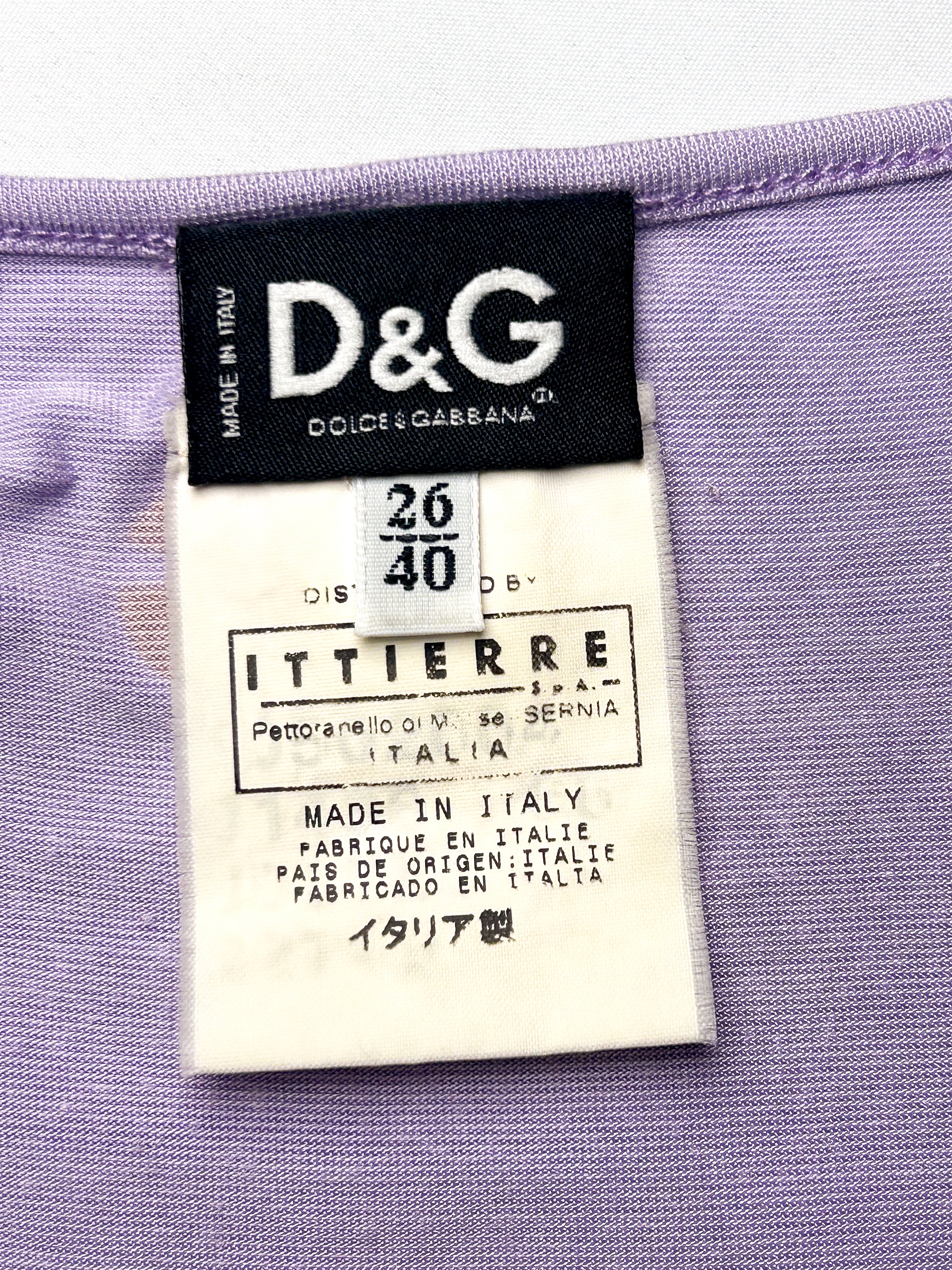 D&G Dolce & Gabbana 2000s Lilac Hawaiian Graphic Tank Top - S