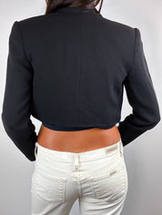 Alberto Makali 2000s Black Crepe Puff Shoulder Cropped Bolero - M