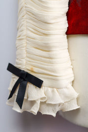 Luisa Spagnoli Pura Seta Cream Ruched Silk Jacket with Black Bow Closures