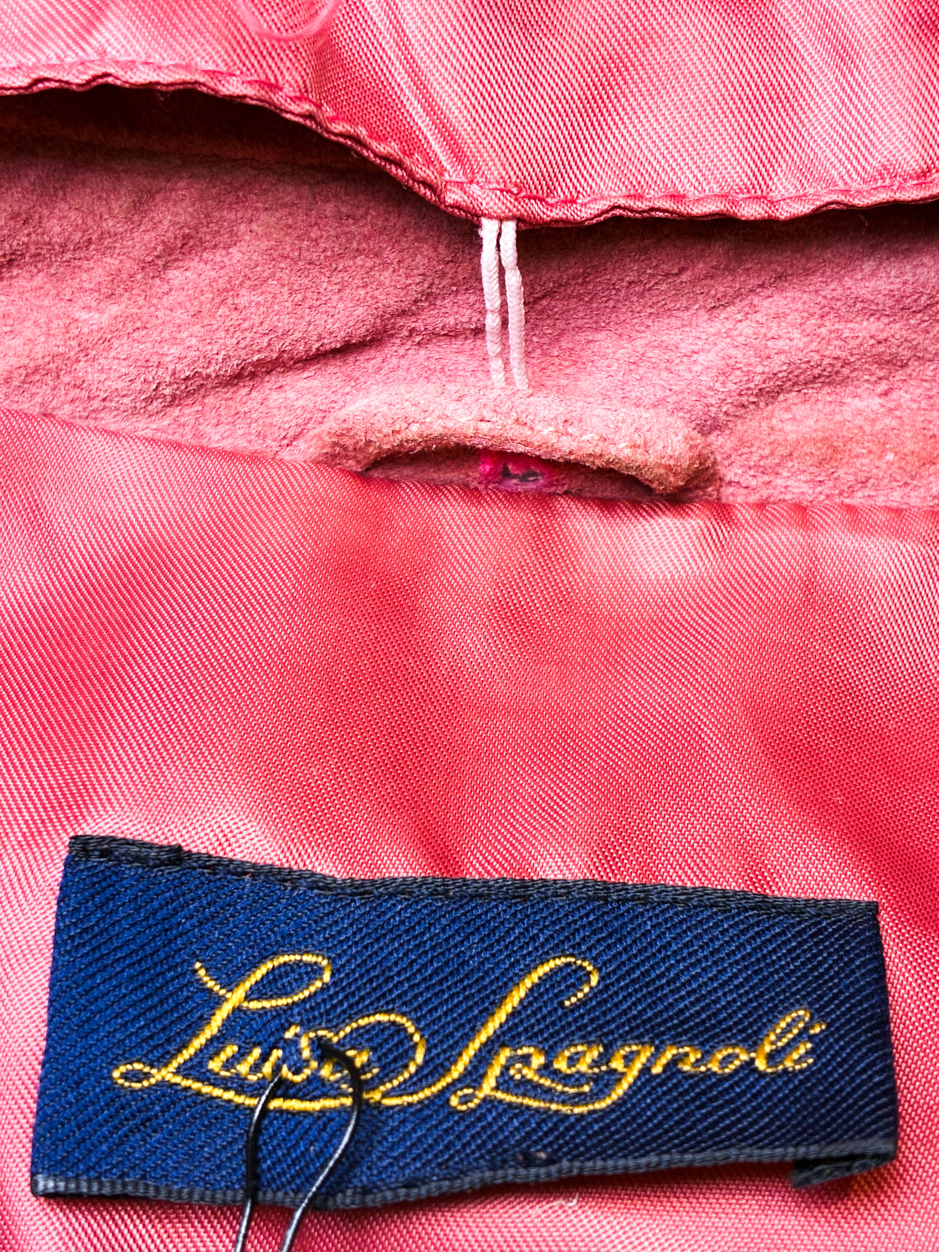 Luisa Spagnoli 1990s Rose Suede Jacket with Detachable Fur Collar and Cuffs - M