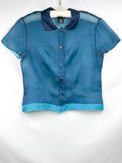 Gianfranco Ferré 2000s Teal Sheer Organza Blouse - S/M