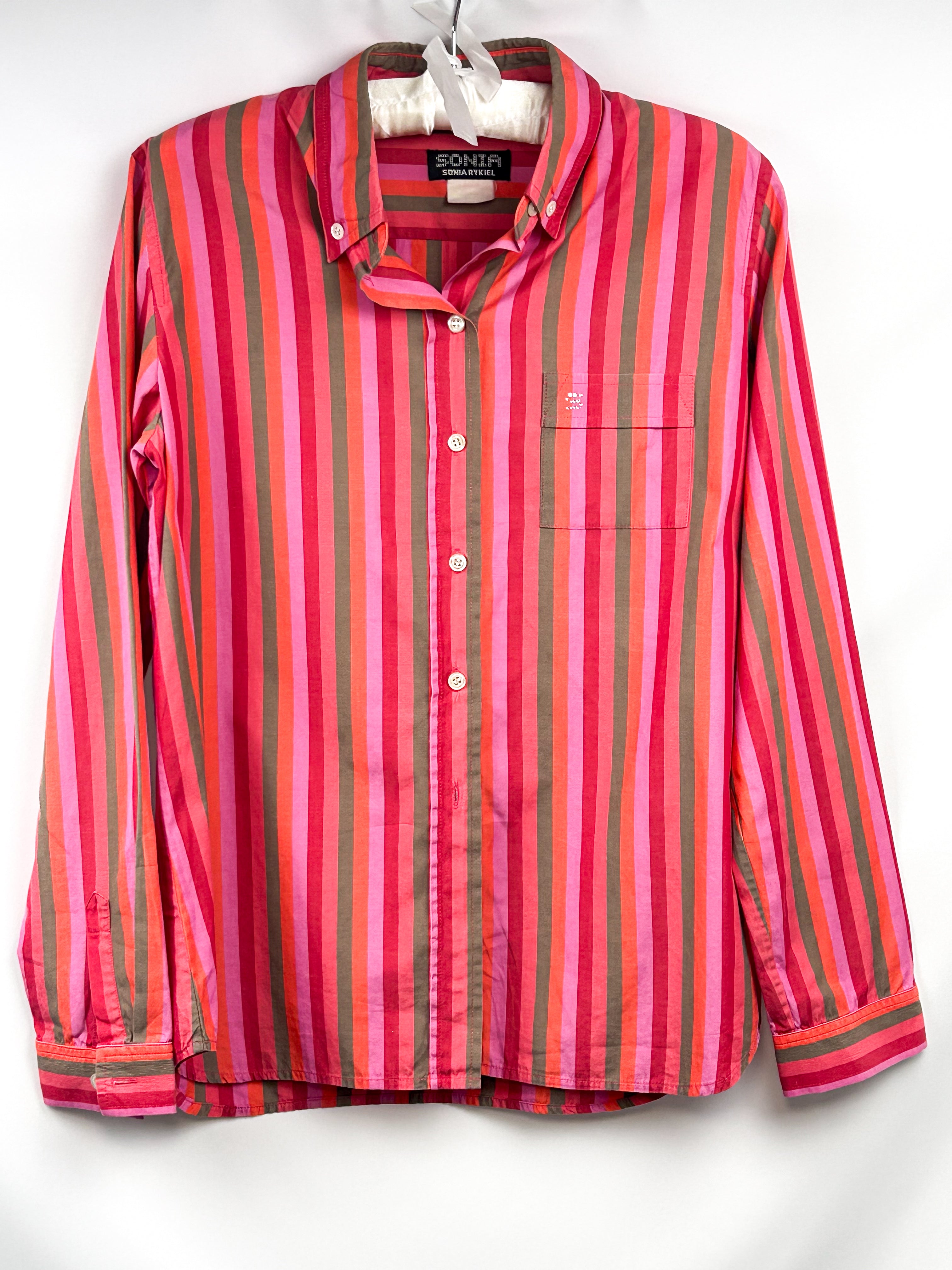 Sonia by Sonia Rykiel 2000s Pink Striped Button-Down Shirt - M