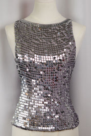 Silver Sequin Crochet Tank Top