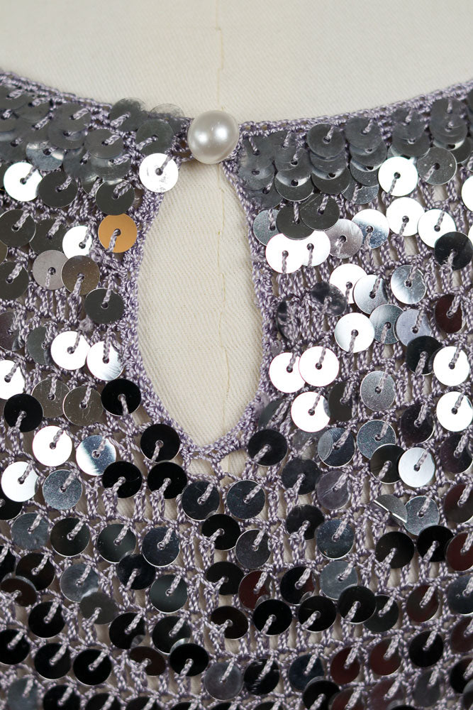 Silver Sequin Crochet Tank Top