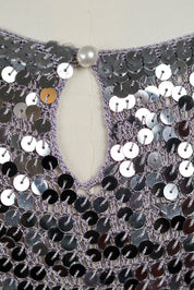 Silver Sequin Crochet Tank Top