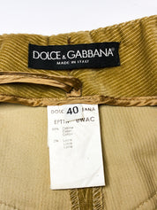 Dolce & Gabbana 2000s Tan Corduroy DG Buckle Low Rise Flare Pants - W27