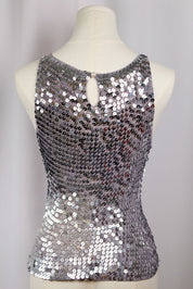 Silver Sequin Crochet Tank Top