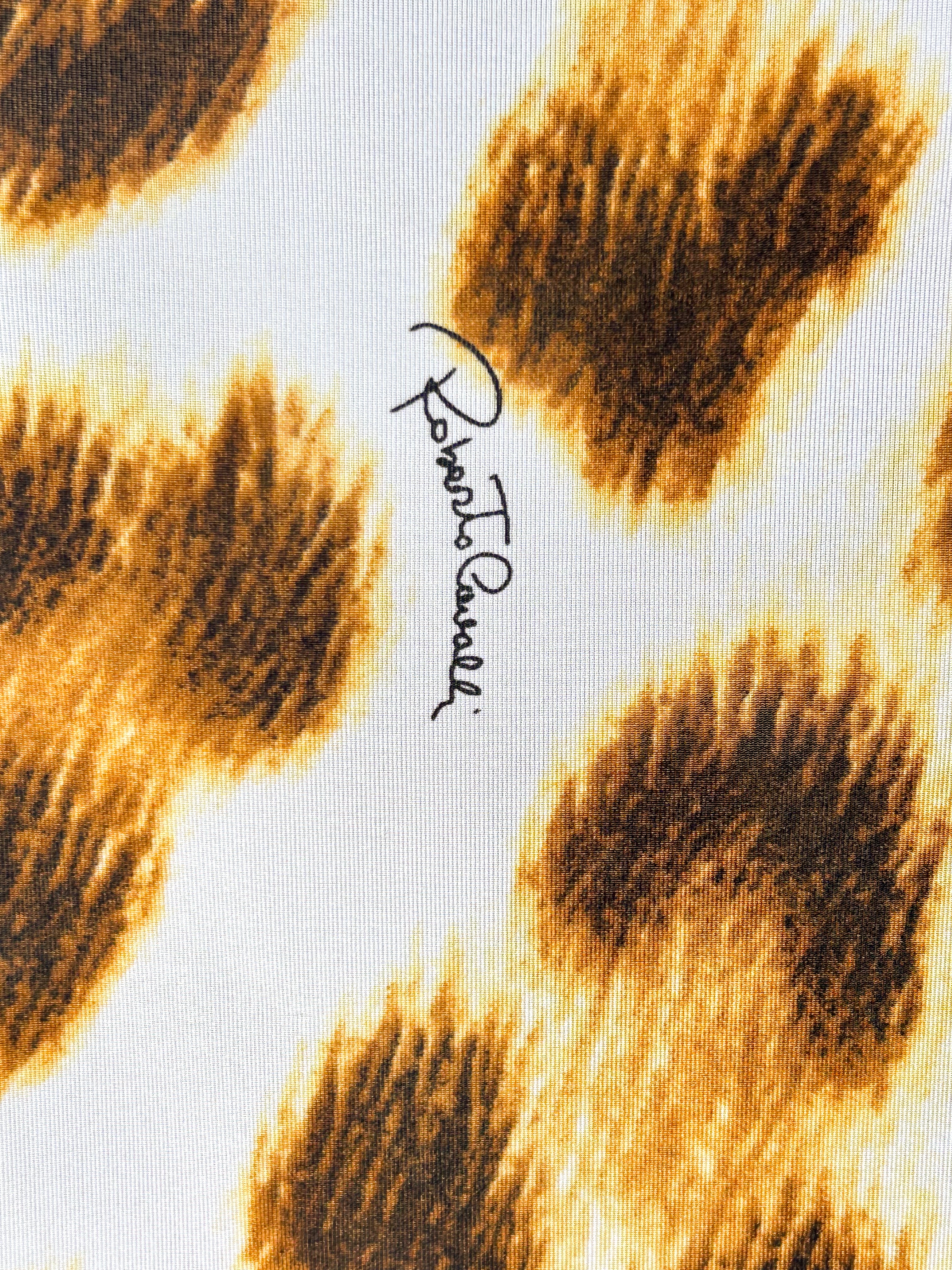 Roberto Cavalli 2000s Leopard Print Lace Trim Top - L