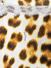 Roberto Cavalli 2000s Leopard Print Lace Trim Top - L
