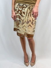 Roberto Cavalli 2000s Cheetah Print Silk Skirt and Silk Cashmere Tank Set - S/M