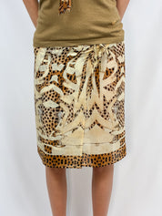 Roberto Cavalli 2000s Cheetah Print Silk Skirt and Silk Cashmere Tank Set - S/M