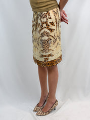 Roberto Cavalli 2000s Cheetah Print Silk Skirt and Silk Cashmere Tank Set - S/M
