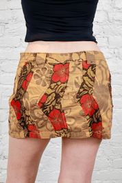 Custo Barcelona Brown Floral Cargo Mini Skirt