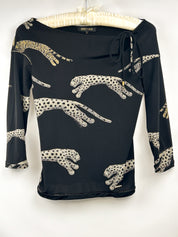 Roberto Cavalli FW 2002 Glitter Leopard Print Top - S