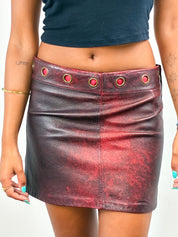 Pepe Jeans 2000s Black & Red Ombré Leather Mini Skirt - M