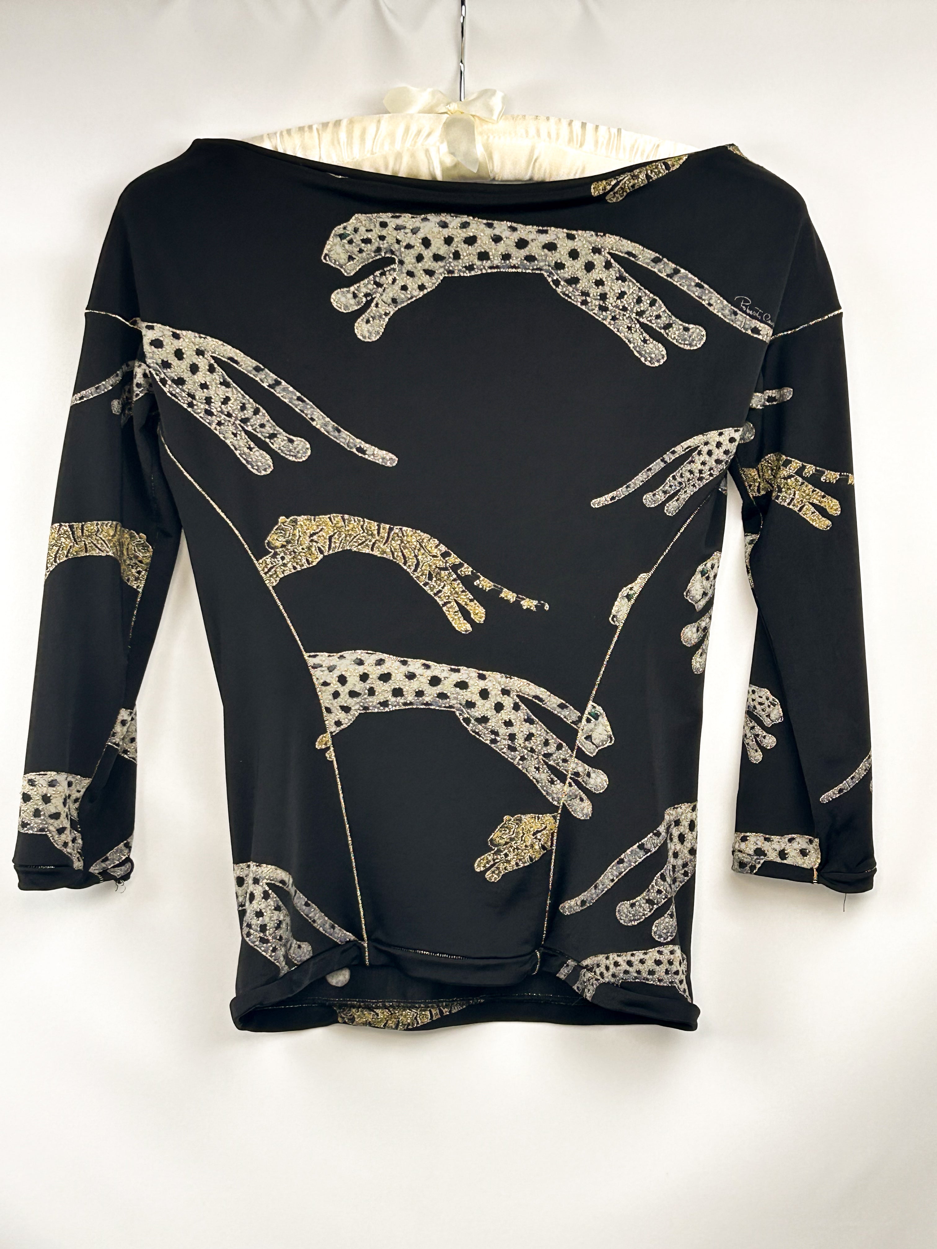 Roberto Cavalli FW 2002 Glitter Leopard Print Top - S