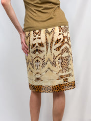 Roberto Cavalli 2000s Cheetah Print Silk Skirt and Silk Cashmere Tank Set - S/M