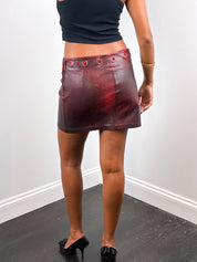 Pepe Jeans 2000s Black & Red Ombré Leather Mini Skirt - M