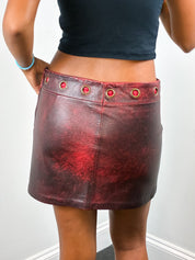 Pepe Jeans 2000s Black & Red Ombré Leather Mini Skirt - M