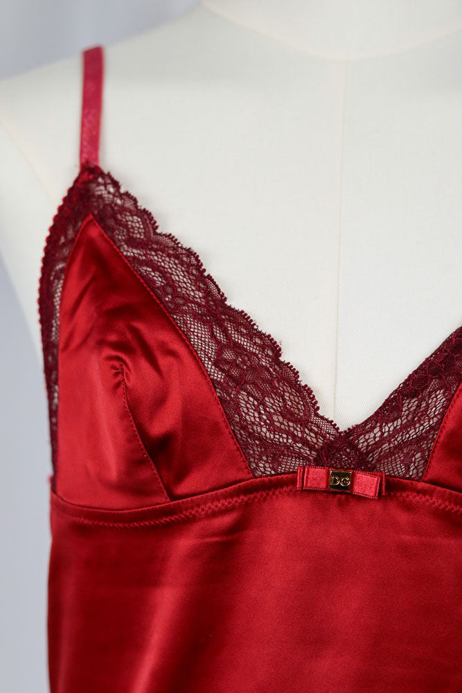 Dolce & Gabbana Bordeaux Satin Lace Cami